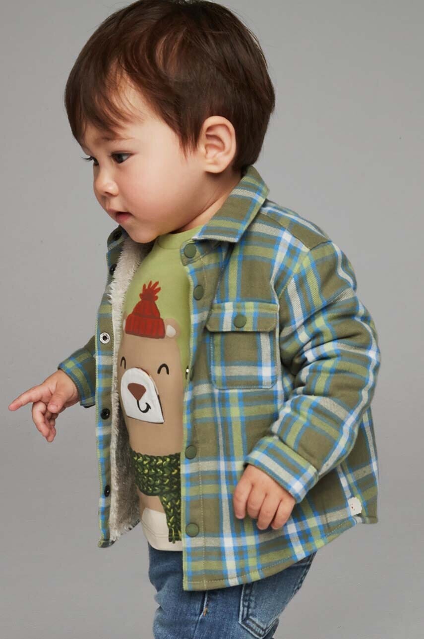 Bavlnená košeľa pre bábätká Mayoral zelená farba, 2187