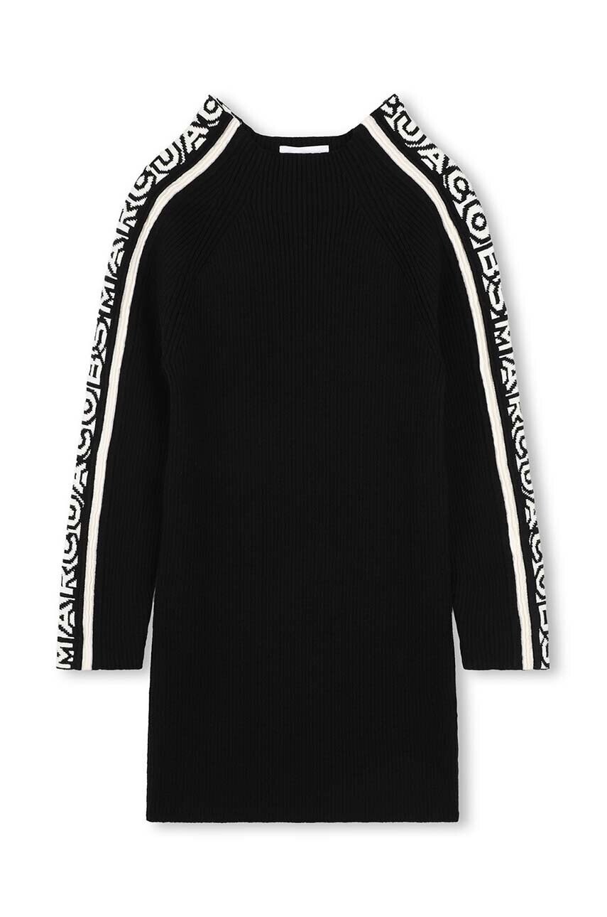 Dievčenské šaty s prímesou vlny Marc Jacobs čierna farba, mini, rovný strih, W60235