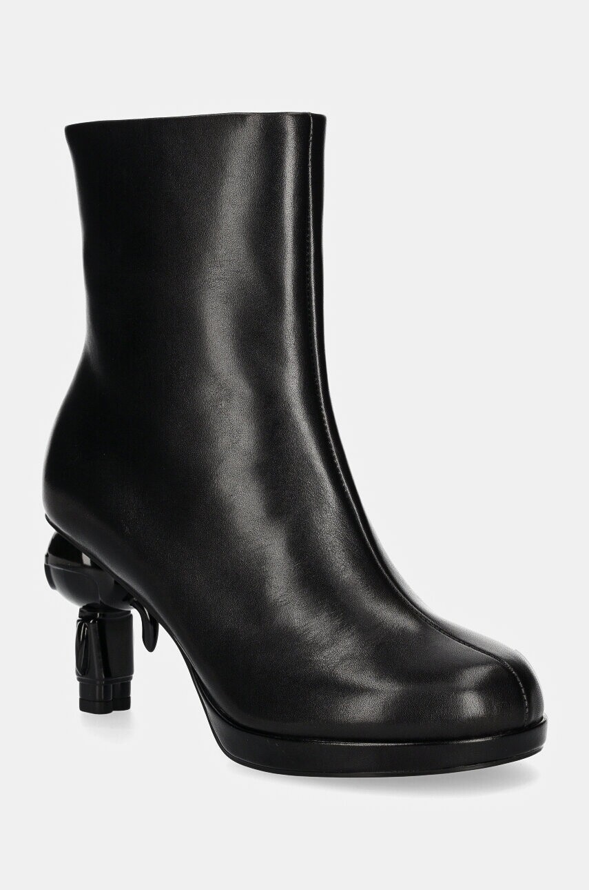 Kožené členkové topánky Karl Lagerfeld IKON ISLAND dámske, čierna farba, na podpätku, KL39064