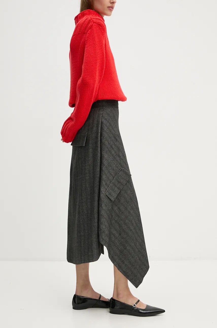 Sukňa Remain Striped Draped šedá farba, maxi, áčkový strih, 502080000