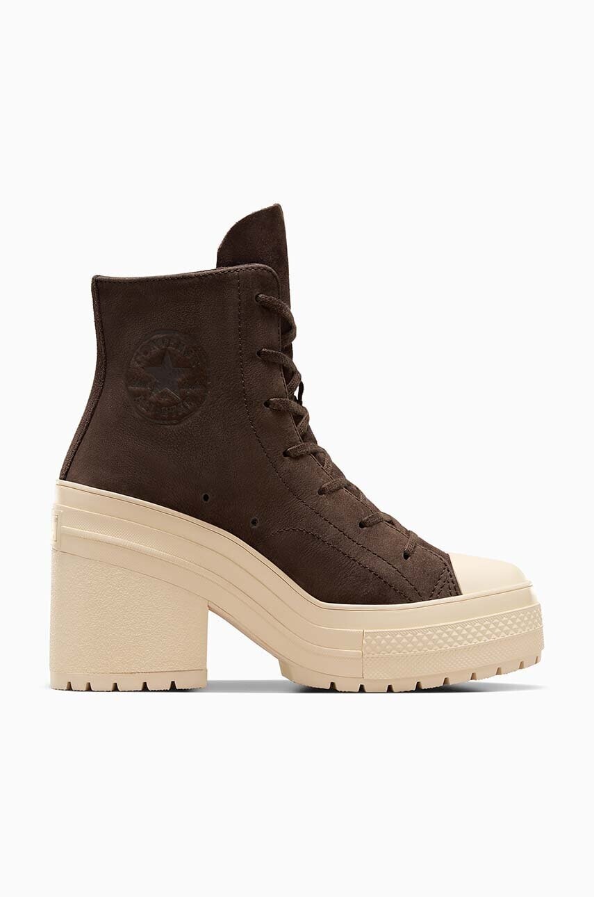 Semišové tenisky Converse Chuck 70 De Luxe Heel Platform čierna farba, A11542C