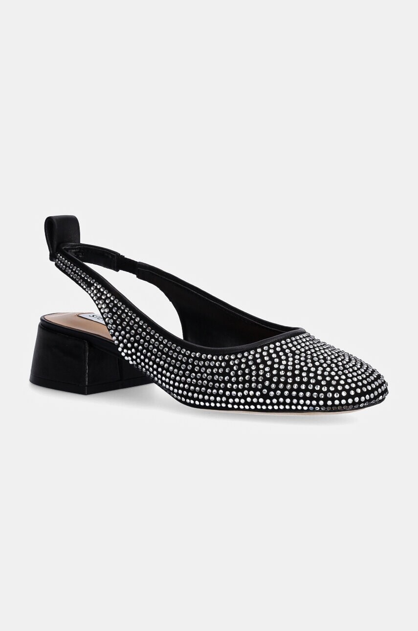 Lodičky Steve Madden Smitten čierna farba, na podpätku, s otvorenou pätou, SM11003213