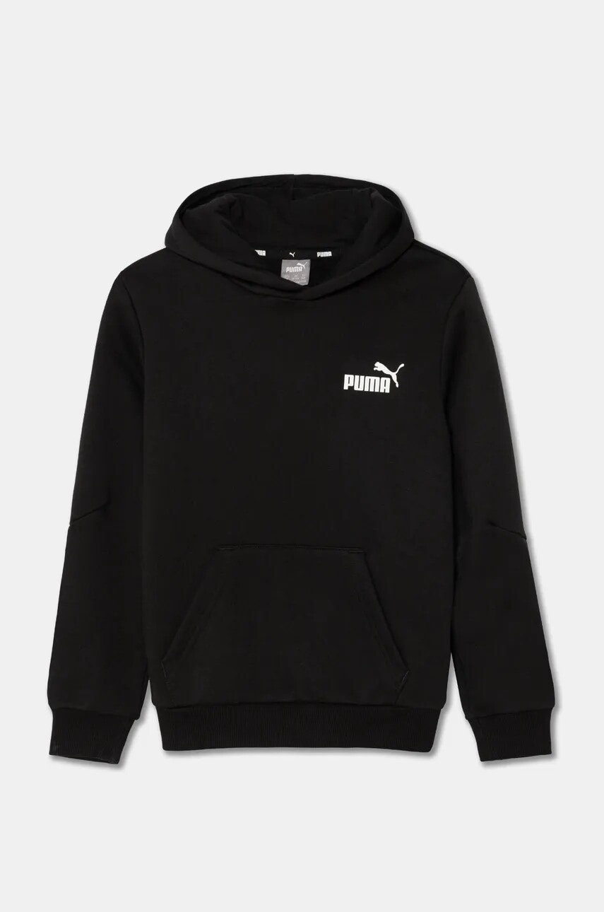 Detská mikina Puma ESS Tape Hoodie čierna farba, s kapucňou, jednofarebná, 848818