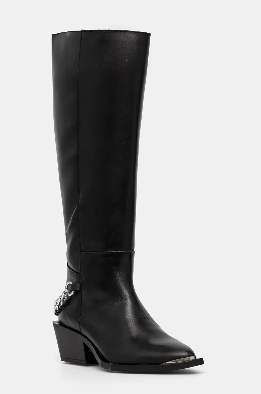 Kožené čižmy Steve Madden Xayenne dámske, čierna farba, na podpätku, SM11003321