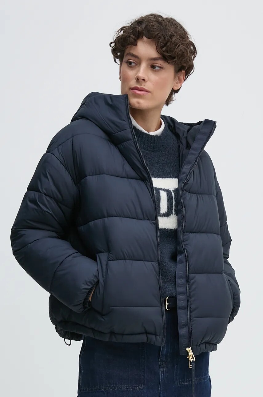 Bunda Joop! dámska, tmavomodrá farba, zimná, oversize, 30044144
