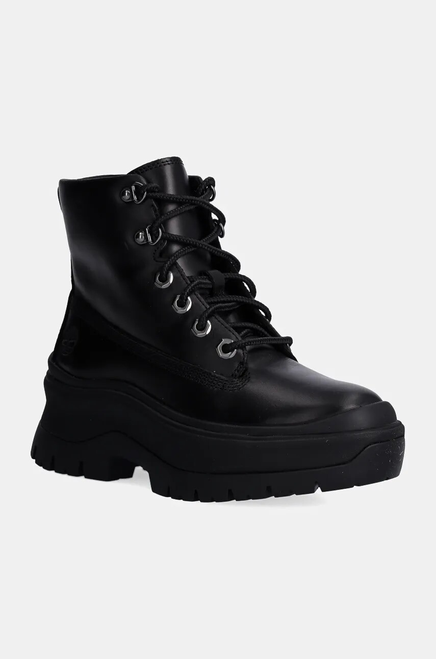 Kožené členkové topánky Timberland Roxie Lane dámske, čierna farba, na platforme, TB0A295JW021