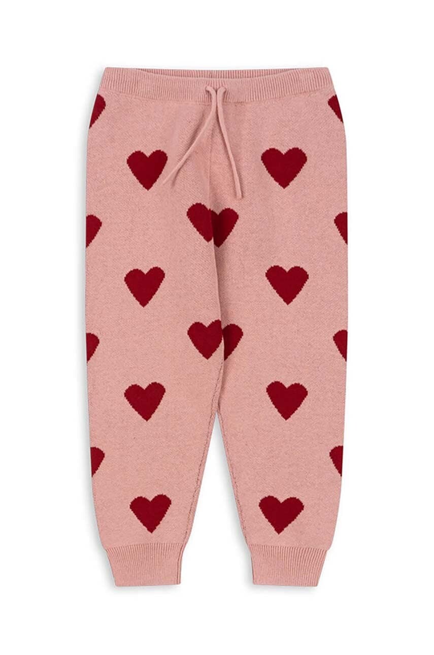 Detské bavlnené tepláky Konges Sløjd LAPIS KNIT PANTS ružová farba, vzorované, KS101555