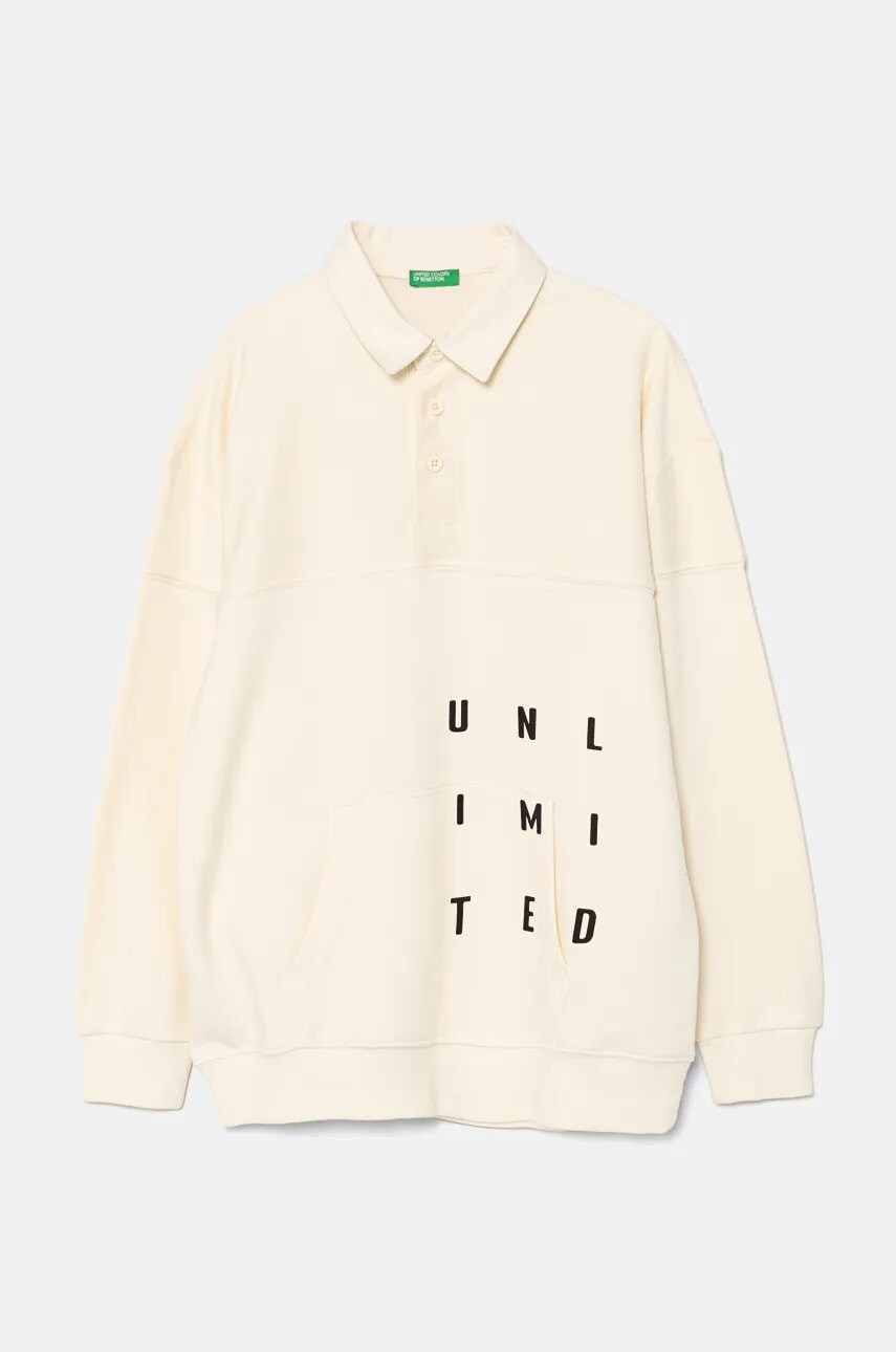 Detská mikina United Colors of Benetton béžová farba, s potlačou, 3WNCC301O