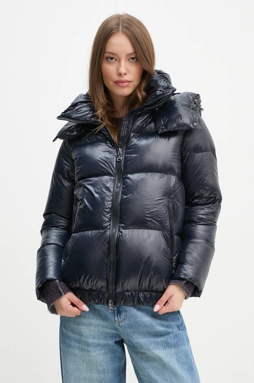 Páperová bunda Hetrego ROSE dámska, tmavomodrá farba, zimná, oversize, 8N723