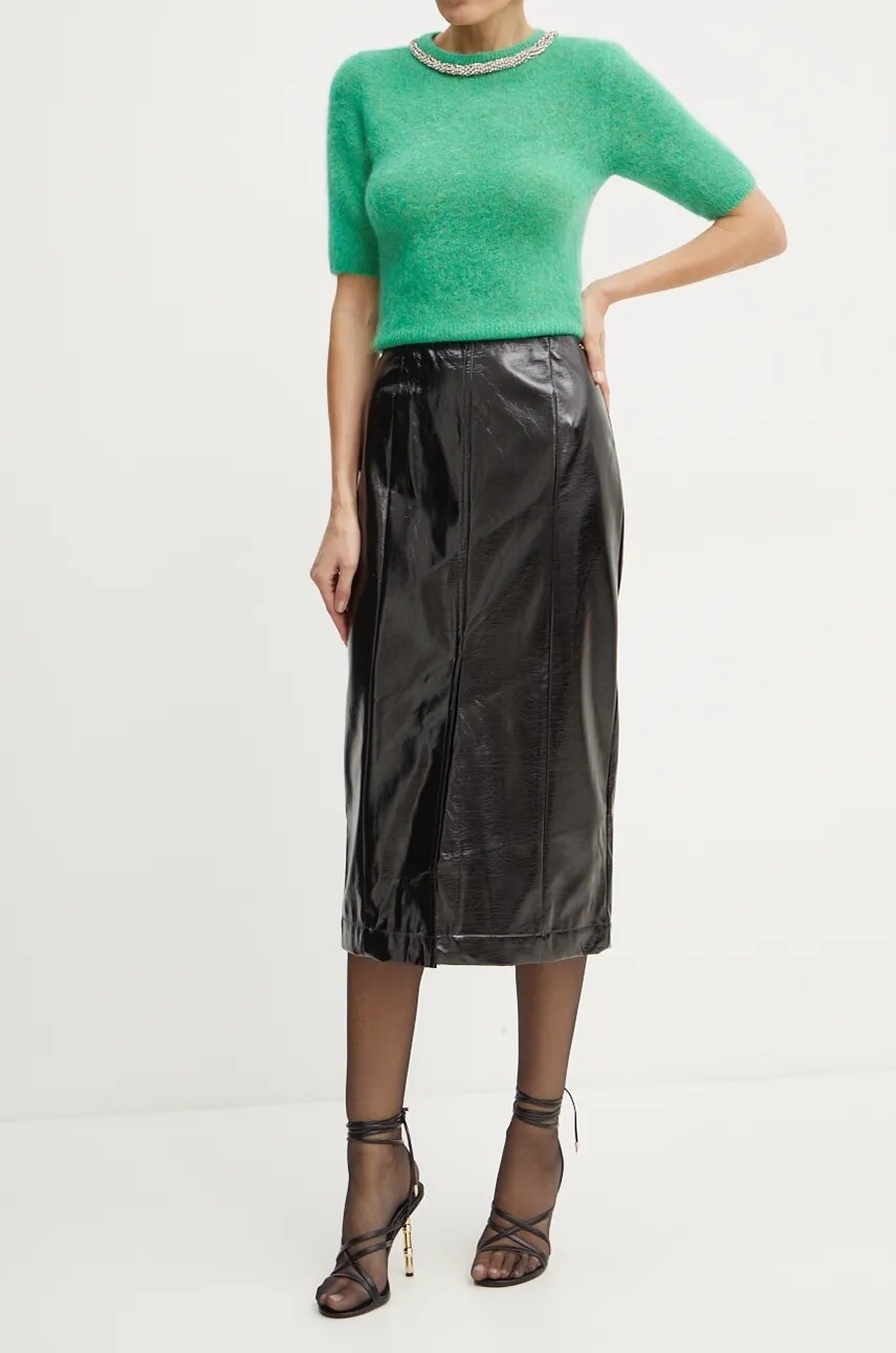 Sukňa Armani Exchange čierna farba, midi, áčkový strih, 6DYN13 YNQYZ