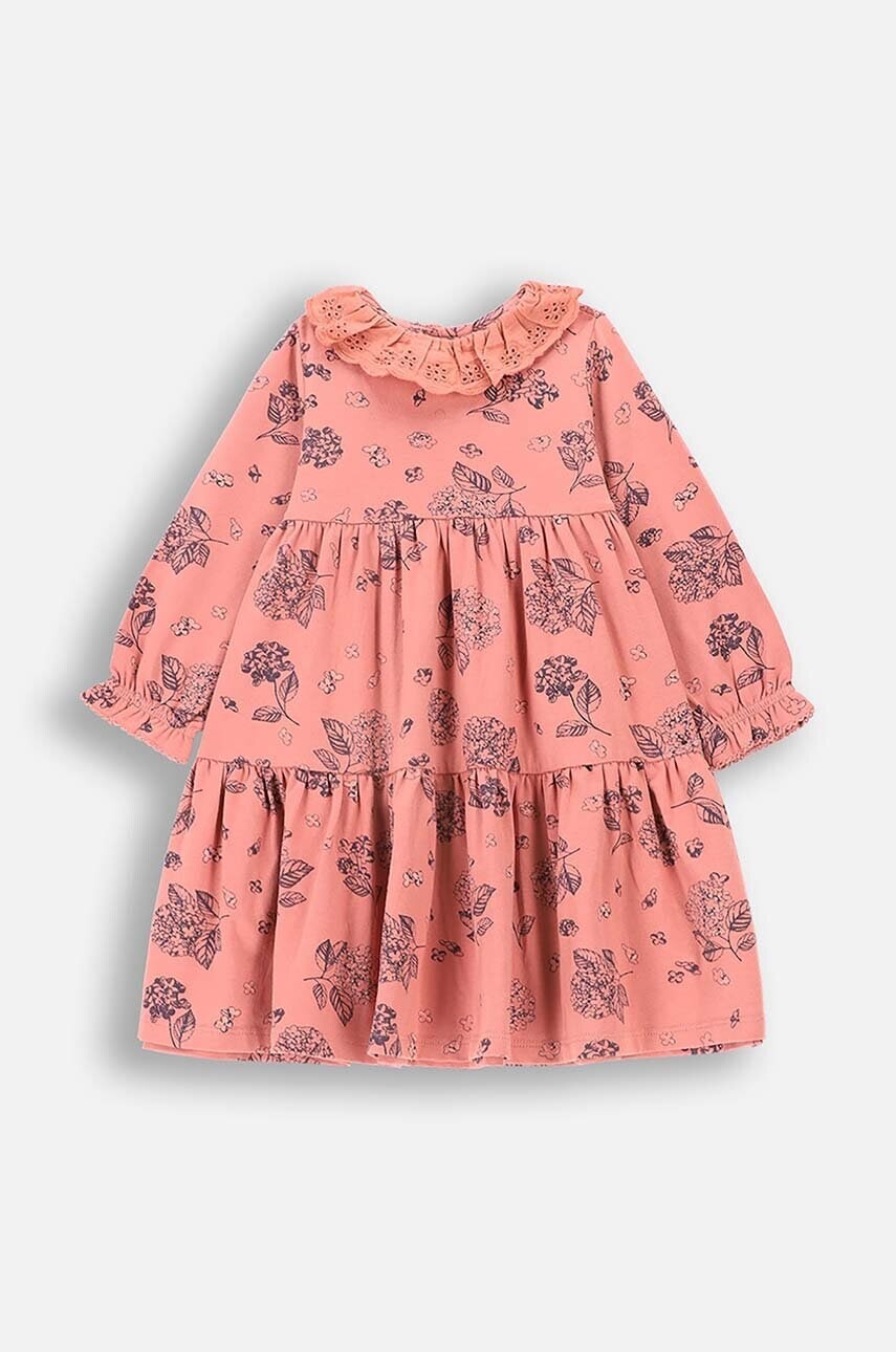 Detské bavlnené šaty Coccodrillo ružová farba, mini, áčkový strih, FLOWERS GIRL NEWBORN