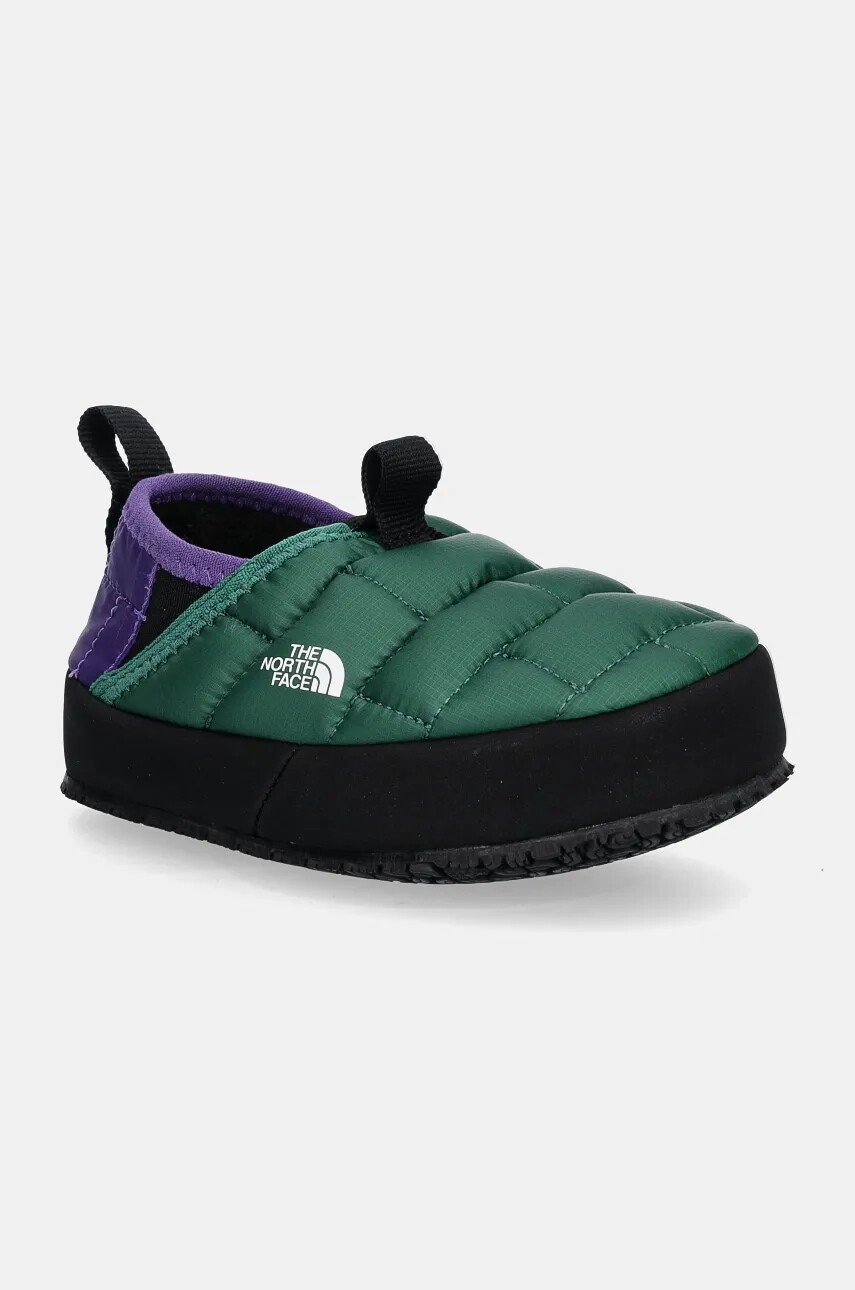 Detské papuče The North Face THERMOBALL TRACTION MULE II zelená farba, NF0A39UX8JI1