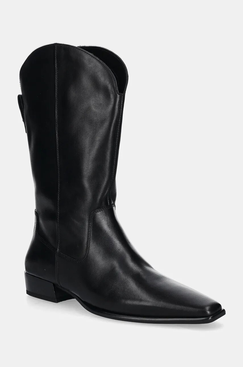 Kožené kovbojské topánky Vagabond Shoemakers NELLA dámske, čierna farba, na plochom podpätku, 5616-301-20