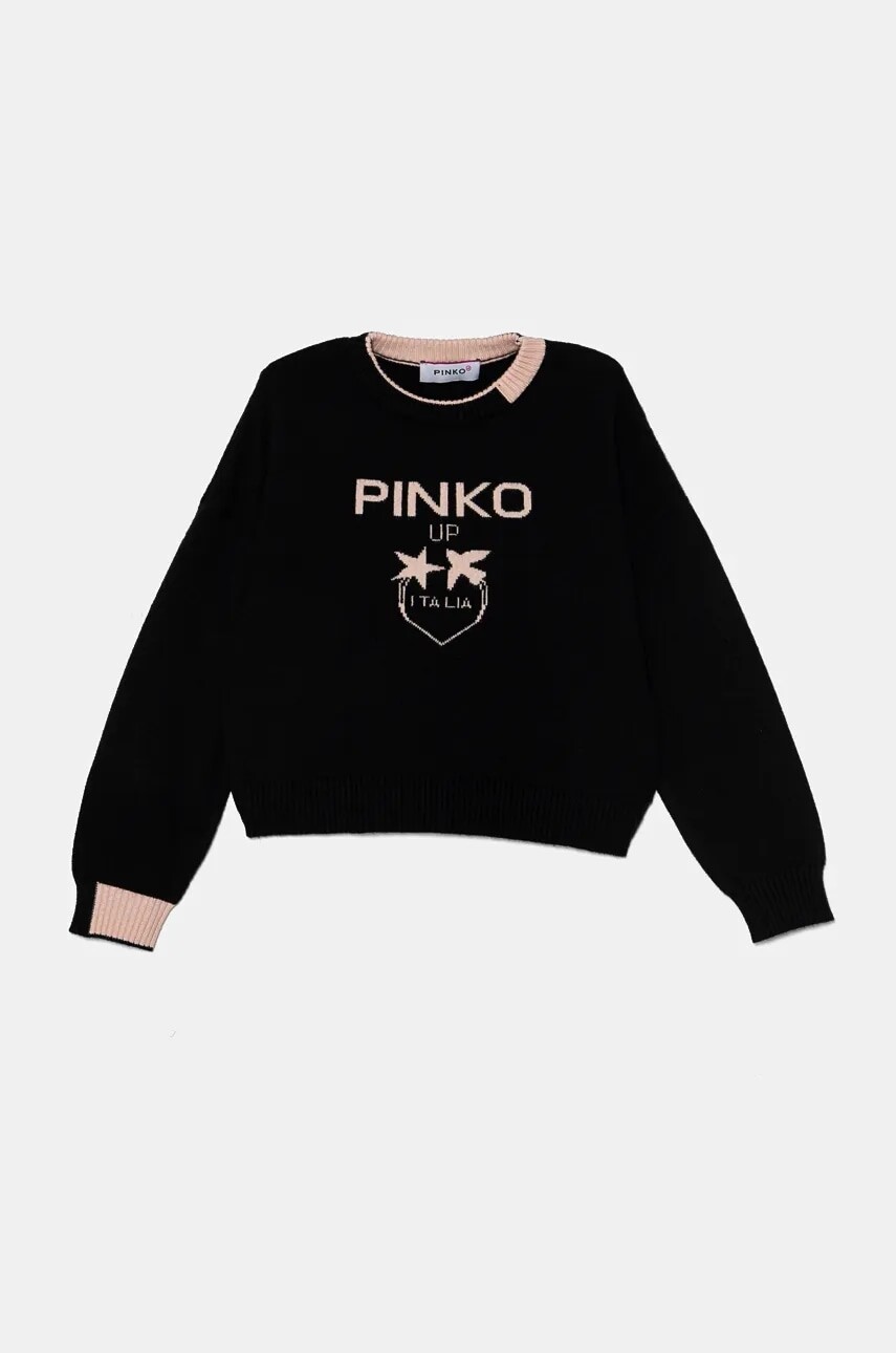Detský sveter Pinko Up čierna farba, tenký, F4PIBGJP108