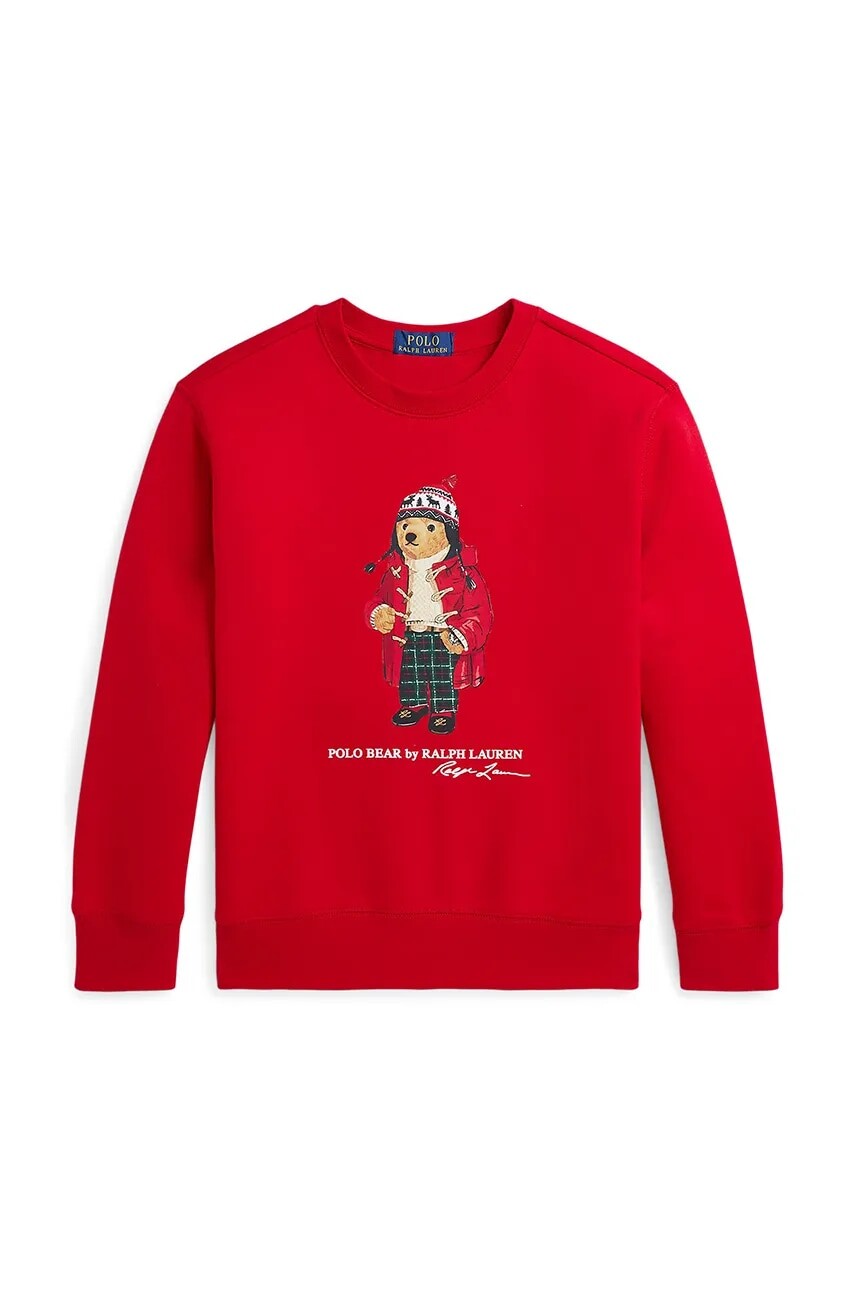 Detská mikina Polo Ralph Lauren červená farba, s potlačou, 323960439001