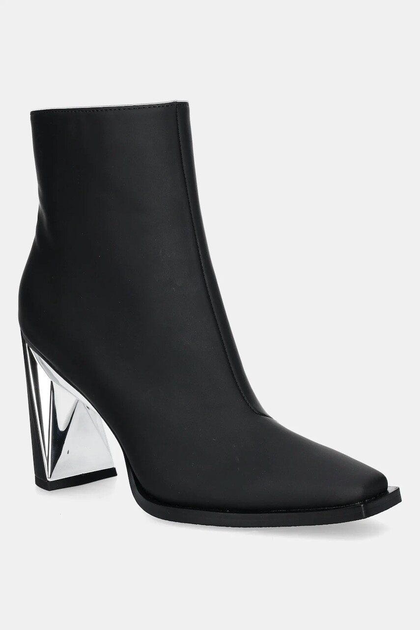 Kožené členkové topánky United Nude Poly Bootie Hi dámske, čierna farba, na podpätku, 1086301191