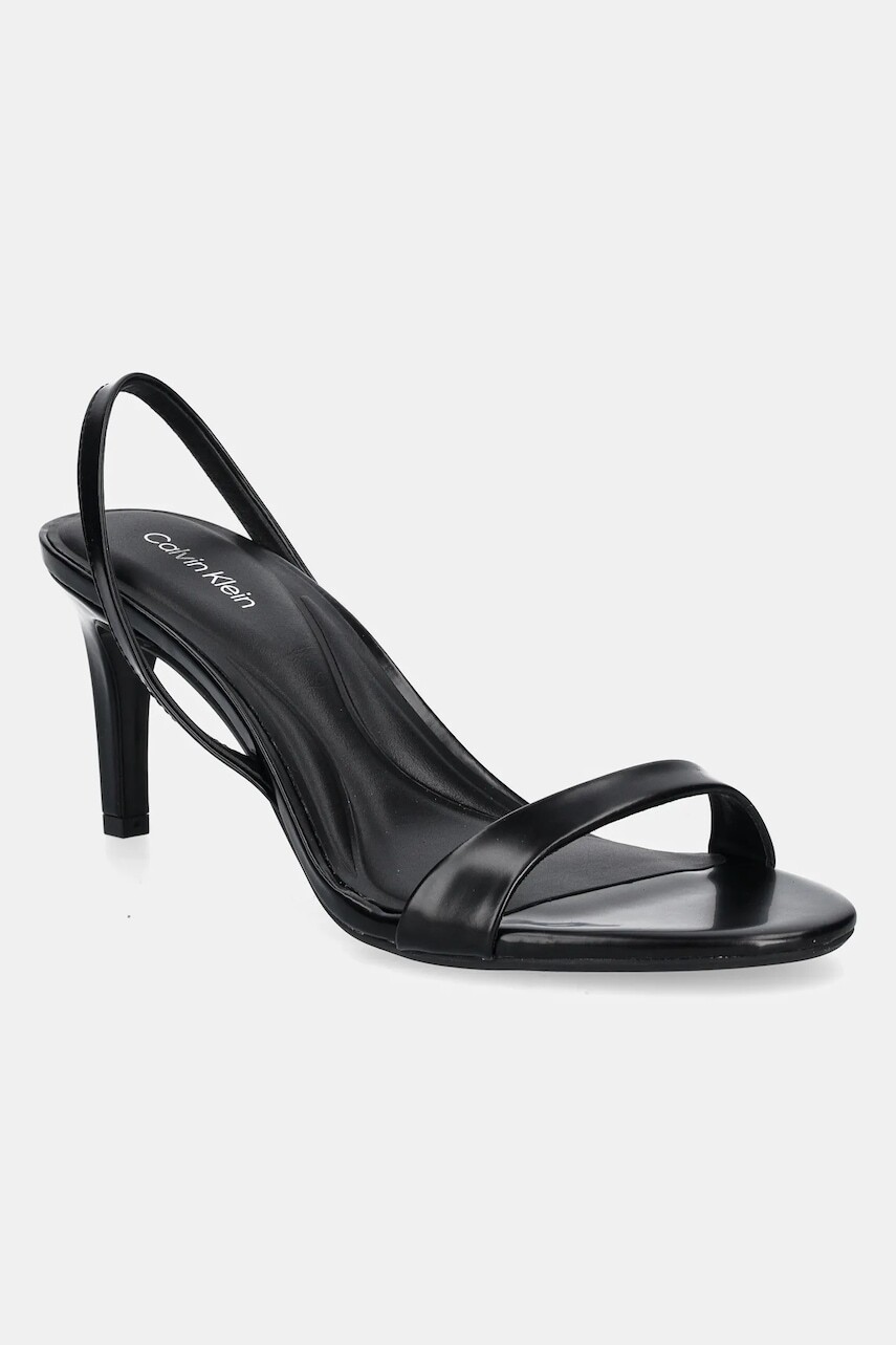 Kožené sandále Calvin Klein HEEL D'ORSAY SANDAL 70 - BRUSH L čierna farba, HW0HW02265