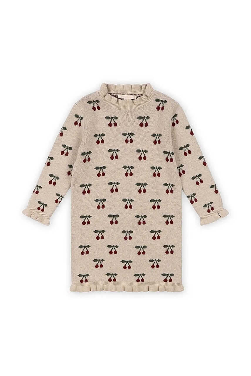 Dievčenské šaty Konges Sløjd SIKA KNIT DRESS béžová farba, mini, rovný strih, KS102099