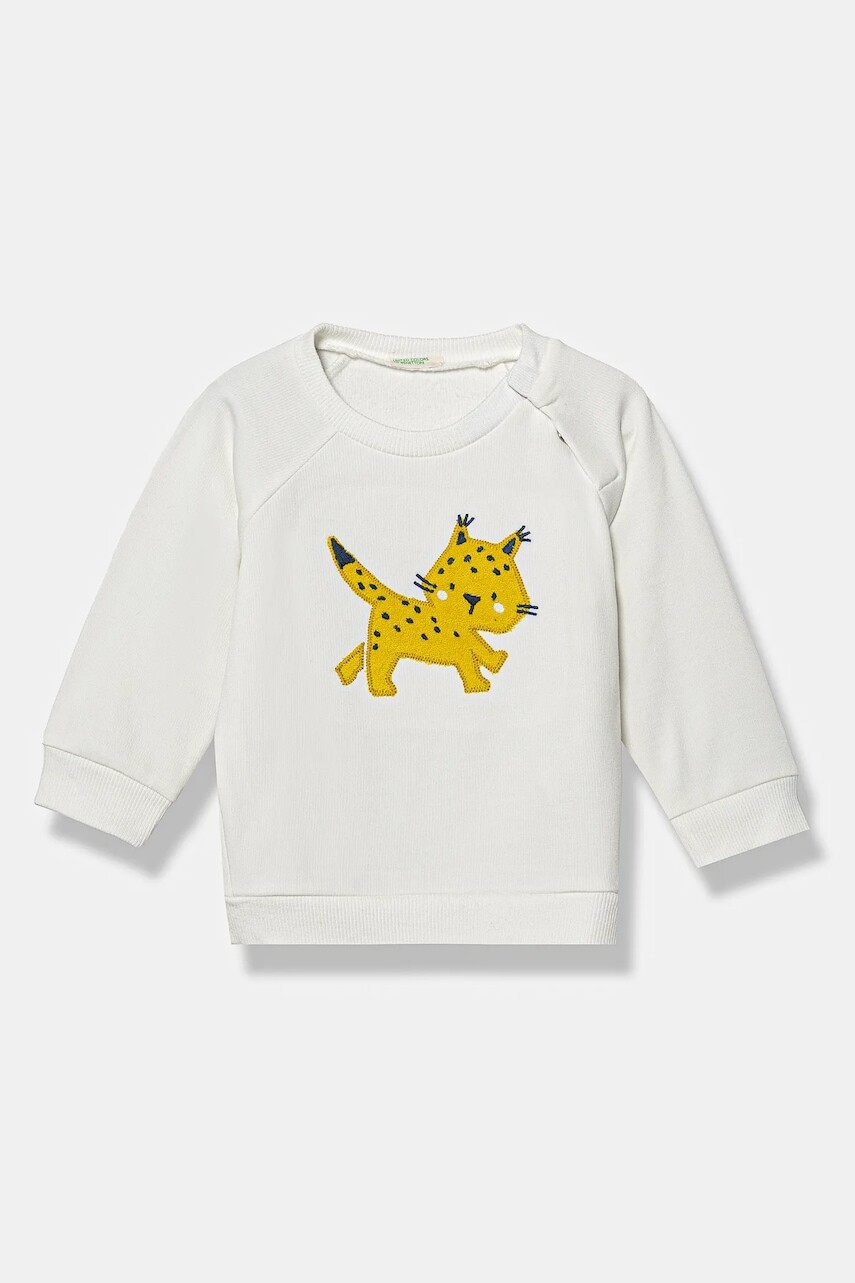Detská mikina United Colors of Benetton biela farba, s nášivkou, 36MJA105G