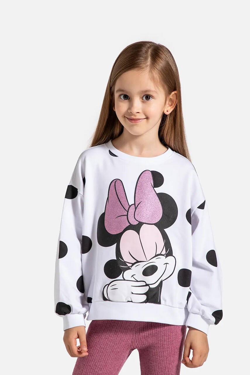 Detská mikina Coccodrillo biela farba, s potlačou, LICENCE GIRL DISNEY