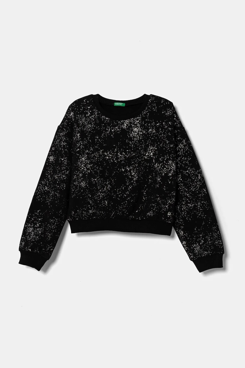 Detská mikina United Colors of Benetton čierna farba, vzorovaná, 3O2FC10M1