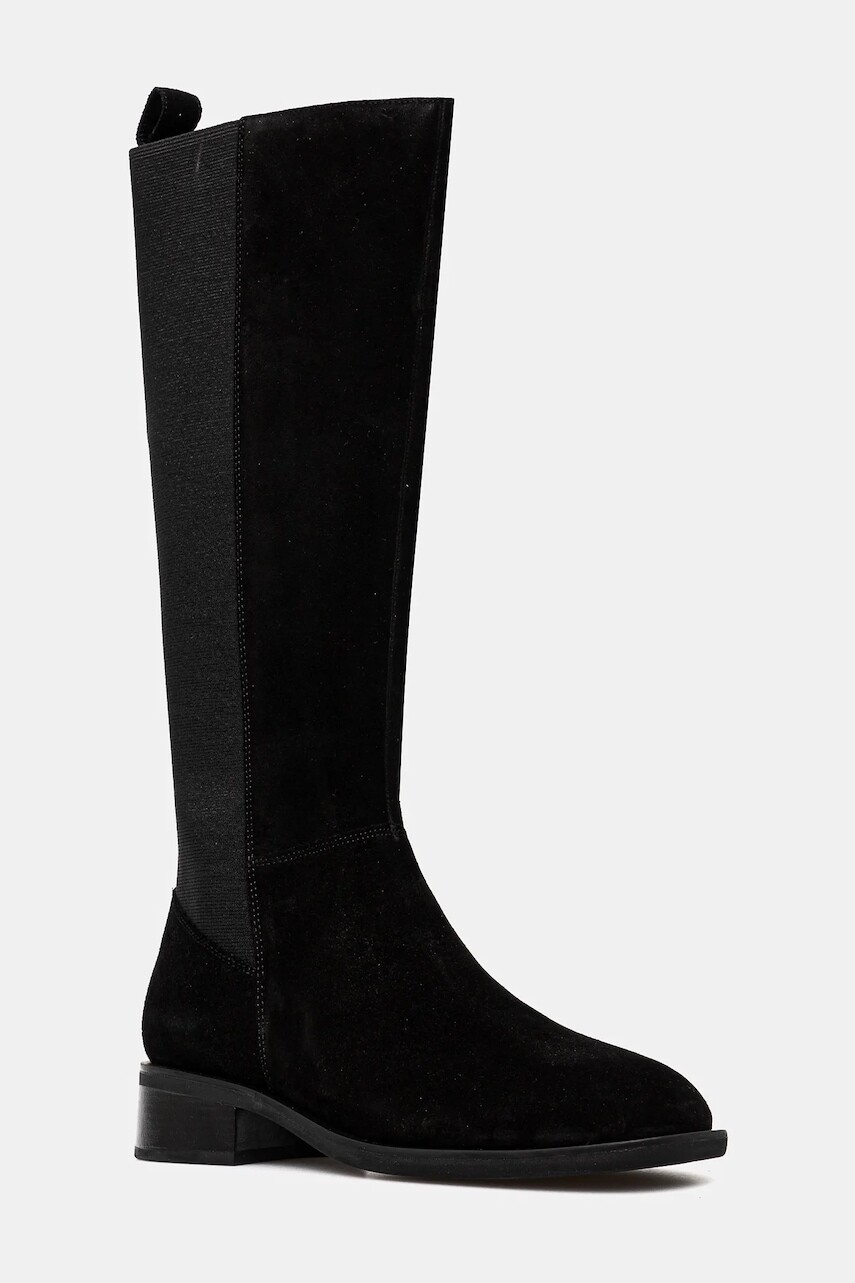 Semišové čižmy Vagabond Shoemakers SHEILA dámske, čierna farba, na plochom podpätku, 5835-140-20