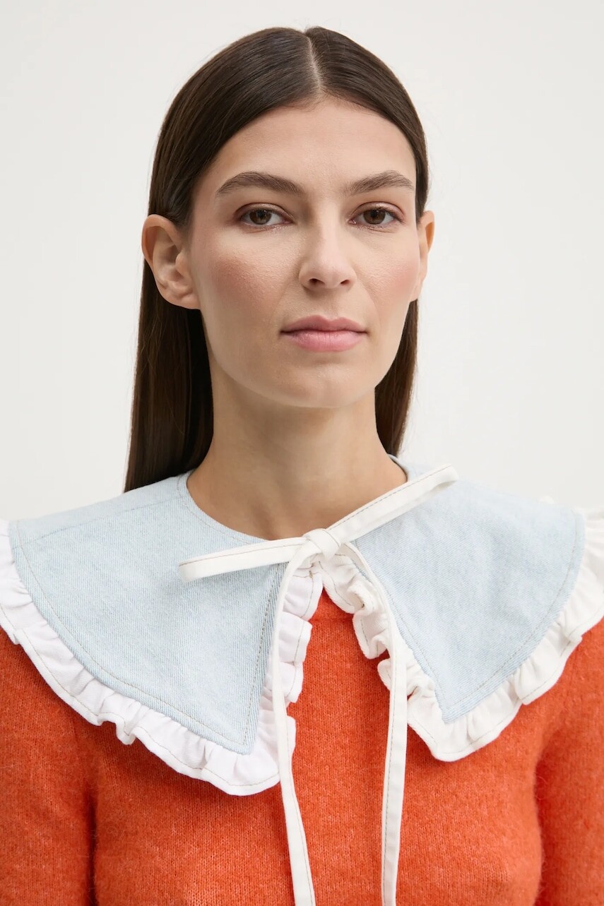 Ozdobný džínsový golier Renewed Creative Upcycling modrá farba, jednofarebný, Renewed INTU x Answear