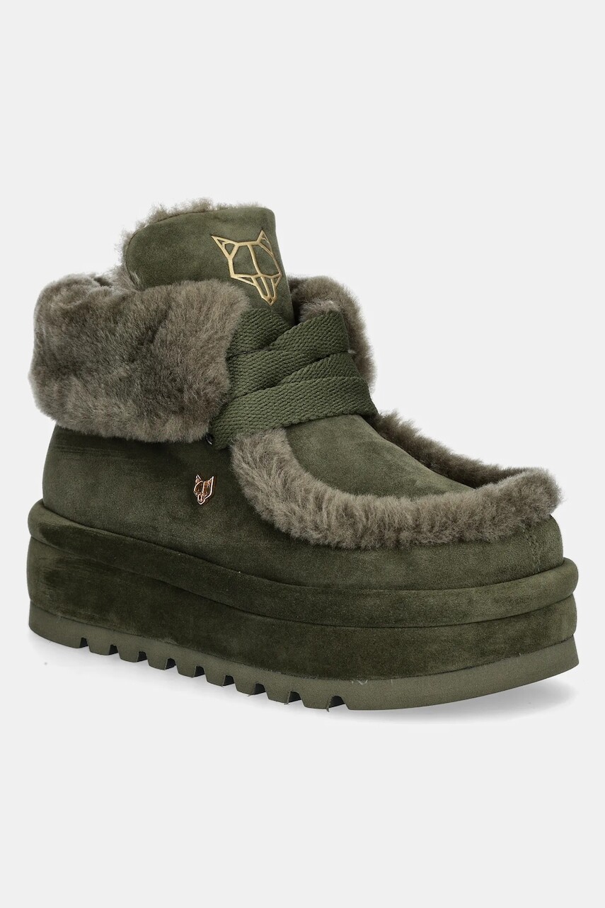 Semišové snehule Naked Wolfe Bambi zelená farba, Bambi Suede Shearling Dark Olive