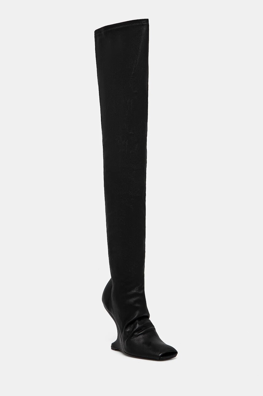 Vysoké čižmy Rick Owens Lilies CANTILEVER 11 dámske, čierna farba, na kline, LI02D5801LS