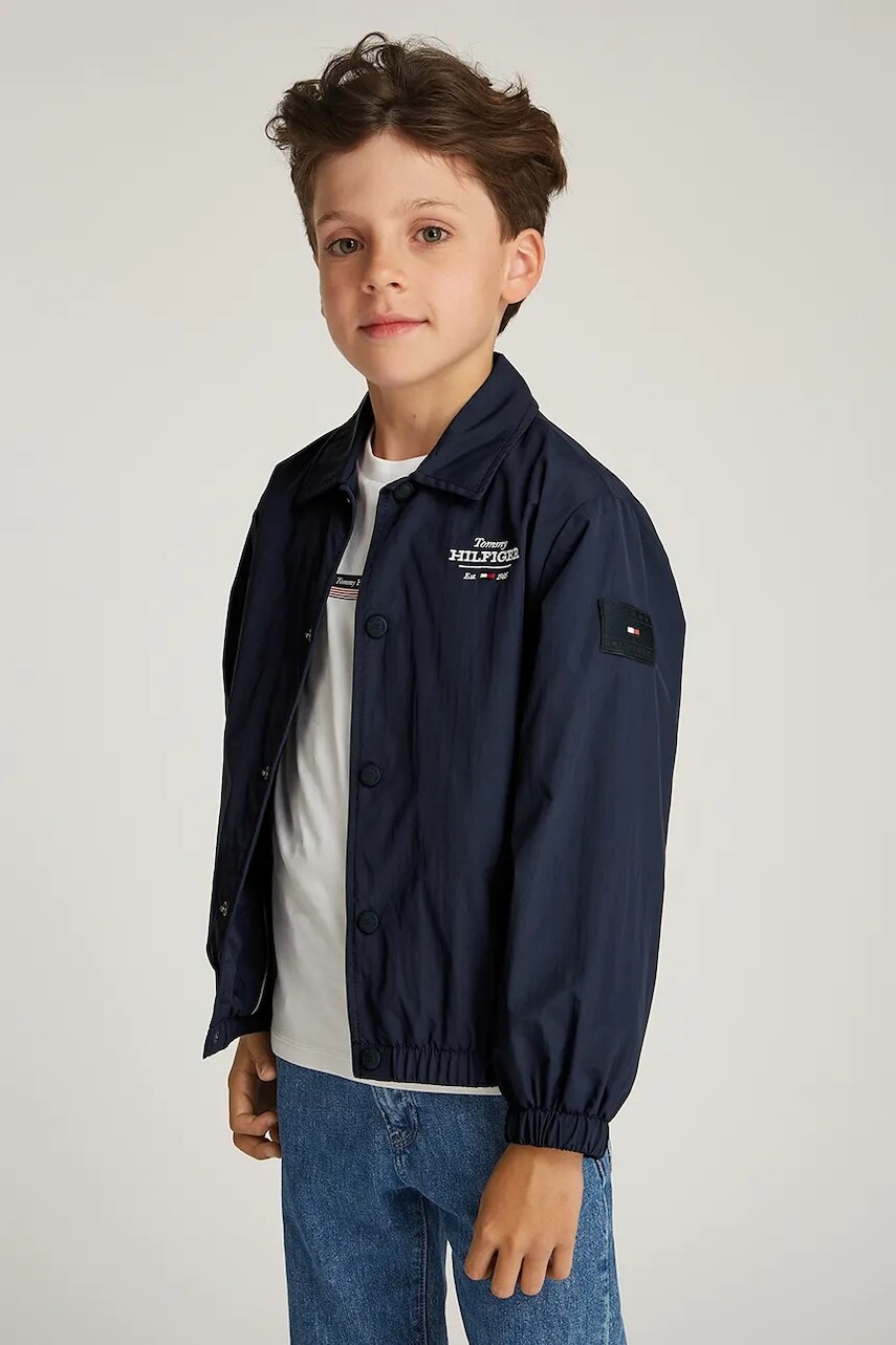 Detská bunda bomber Tommy Hilfiger tmavomodrá farba, KB0KB09364