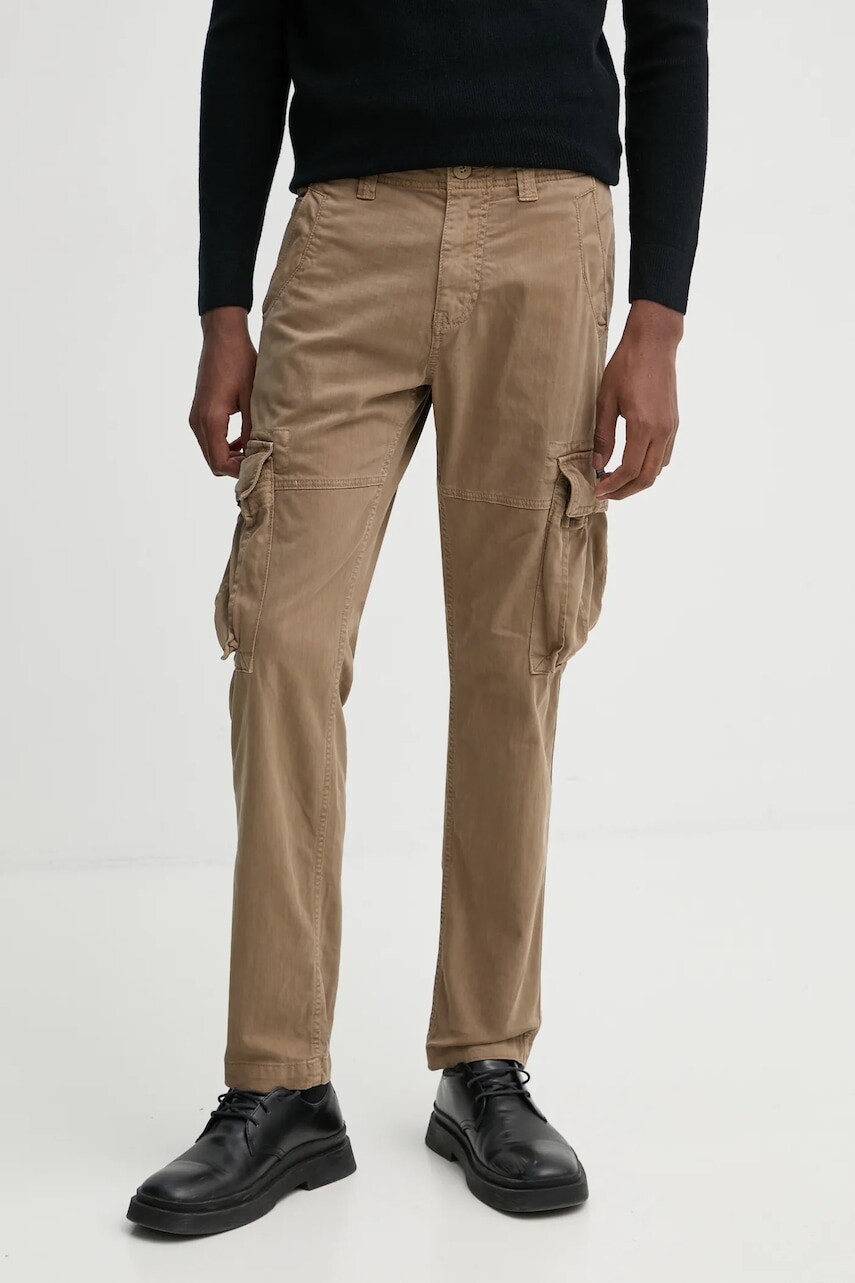 Nohavice Superdry pánske, béžová farba, strih cargo, M7011132A-9VF
