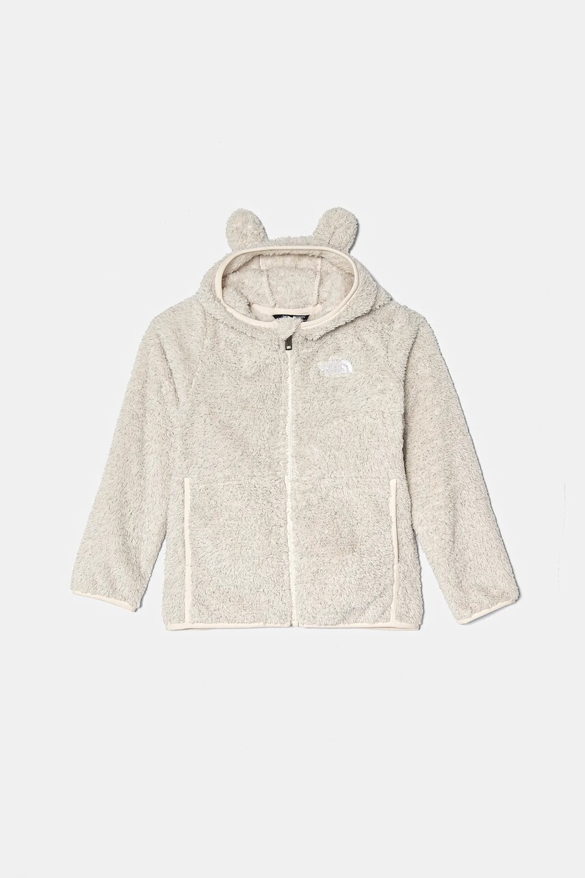 Detská fleecová mikina The North Face CAMPSHIRE F/Z HOODIE béžová farba, s kapucňou, jednofarebná, NF0A88VR5QO1