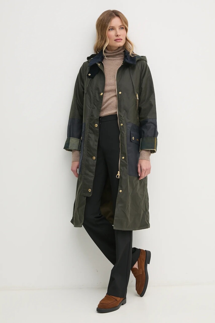 Bunda Barbour dámska, zelená farba, prechodná, LWX1449OL99