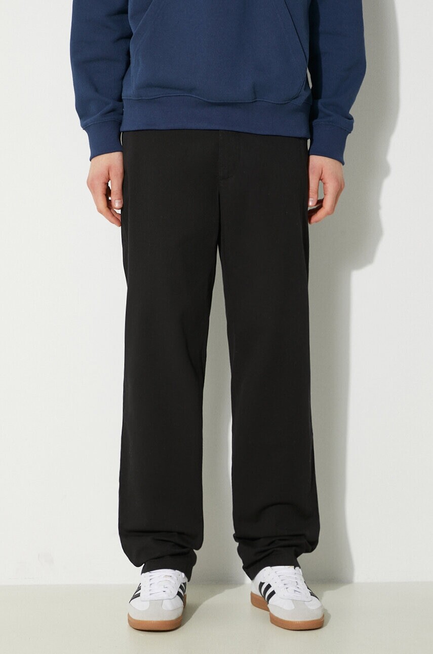 Nohavice Norse Projects Aros Regular Organic pánske, čierna farba, rovné, N25.0368.9999