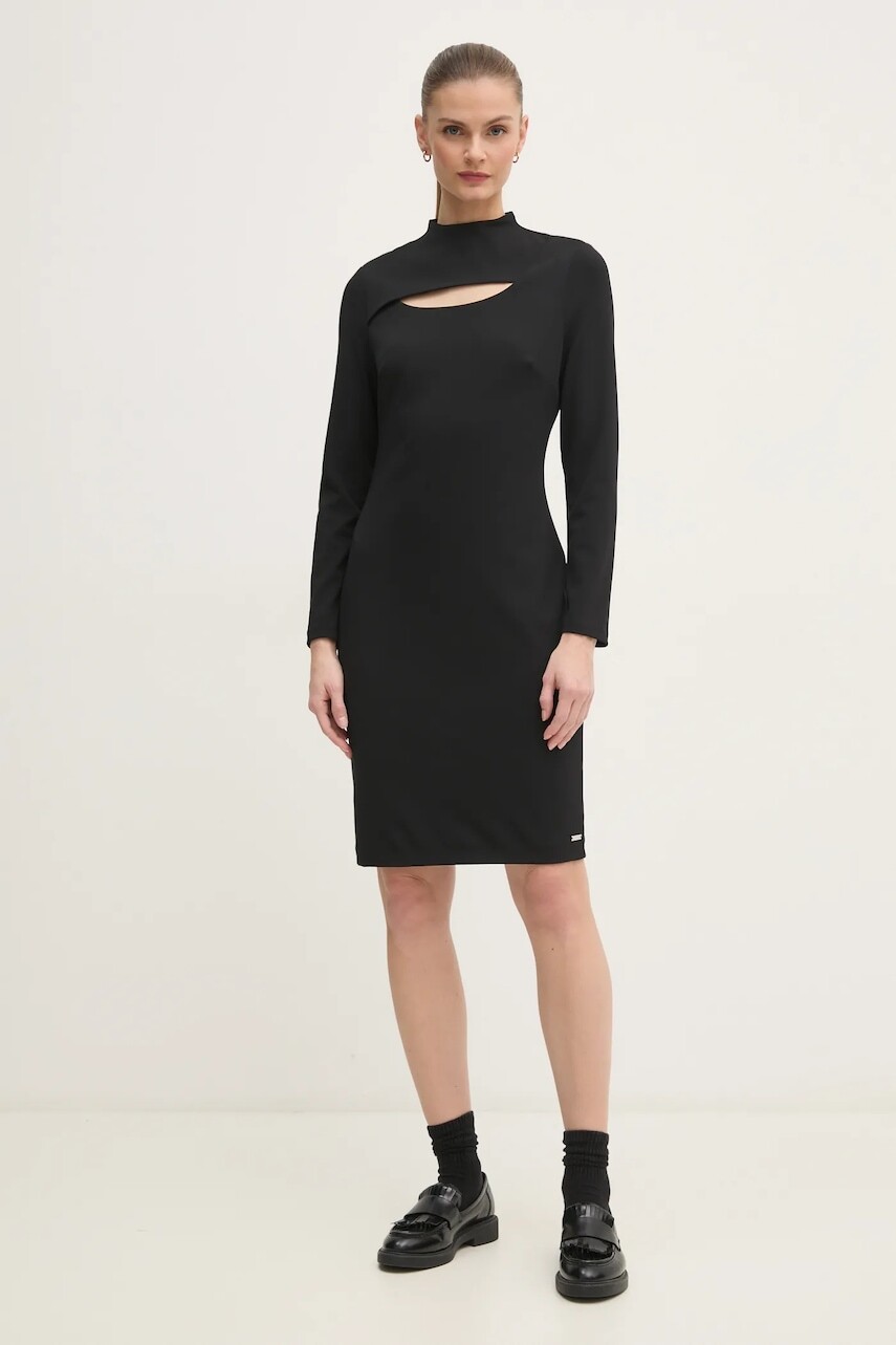 Šaty Calvin Klein čierna farba, mini, rovný strih, K20K207894