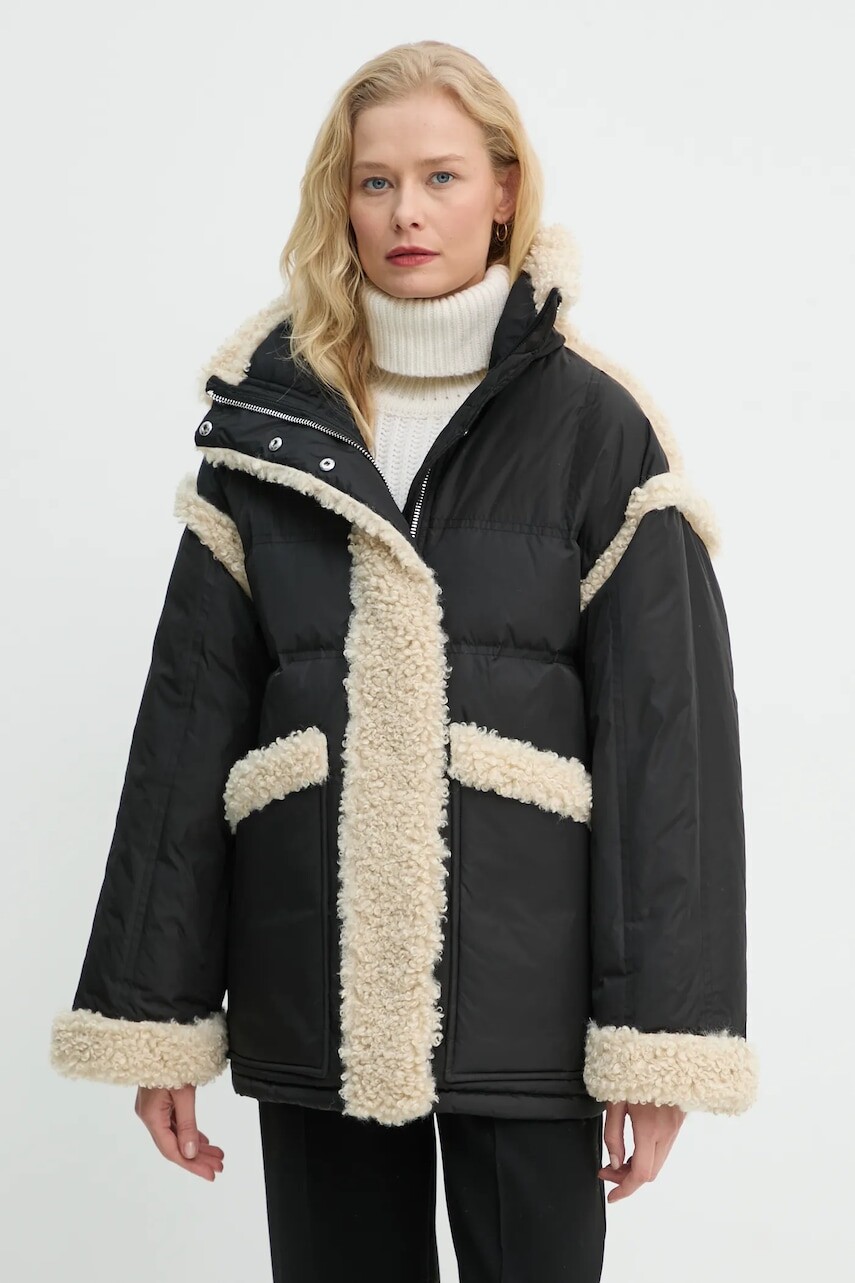 Páperová bunda Stand Studio Dorothy Coat dámska, čierna farba, prechodná, oversize, 62033-8657