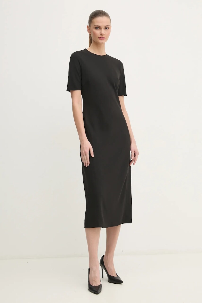 Šaty Calvin Klein čierna farba, midi, áčkový strih, K20K207869
