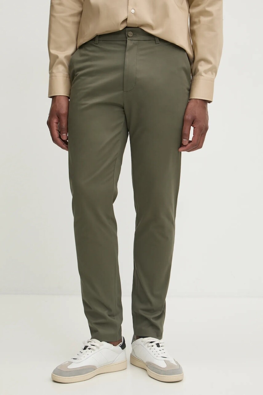 Nohavice Calvin Klein pánske, zelená farba, priliehavé, K10K113423