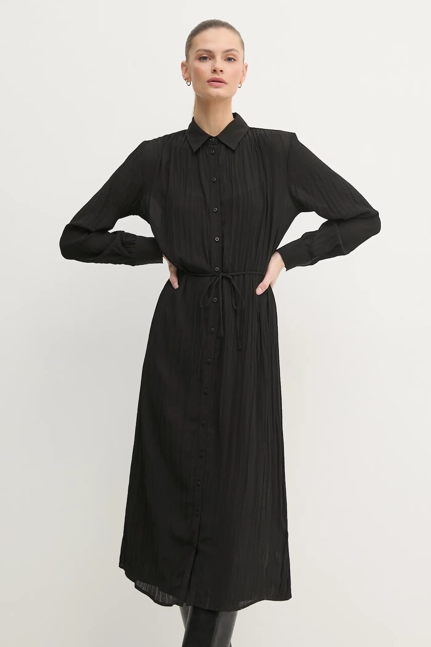 Šaty Calvin Klein čierna farba, midi, rovný strih, K20K208088