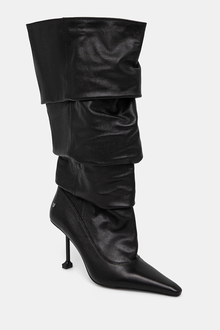 Kožené čižmy Naked Wolfe Vern dámske, čierna farba, na vysokom podpätku, Vern Nappa Prince Leather Black
