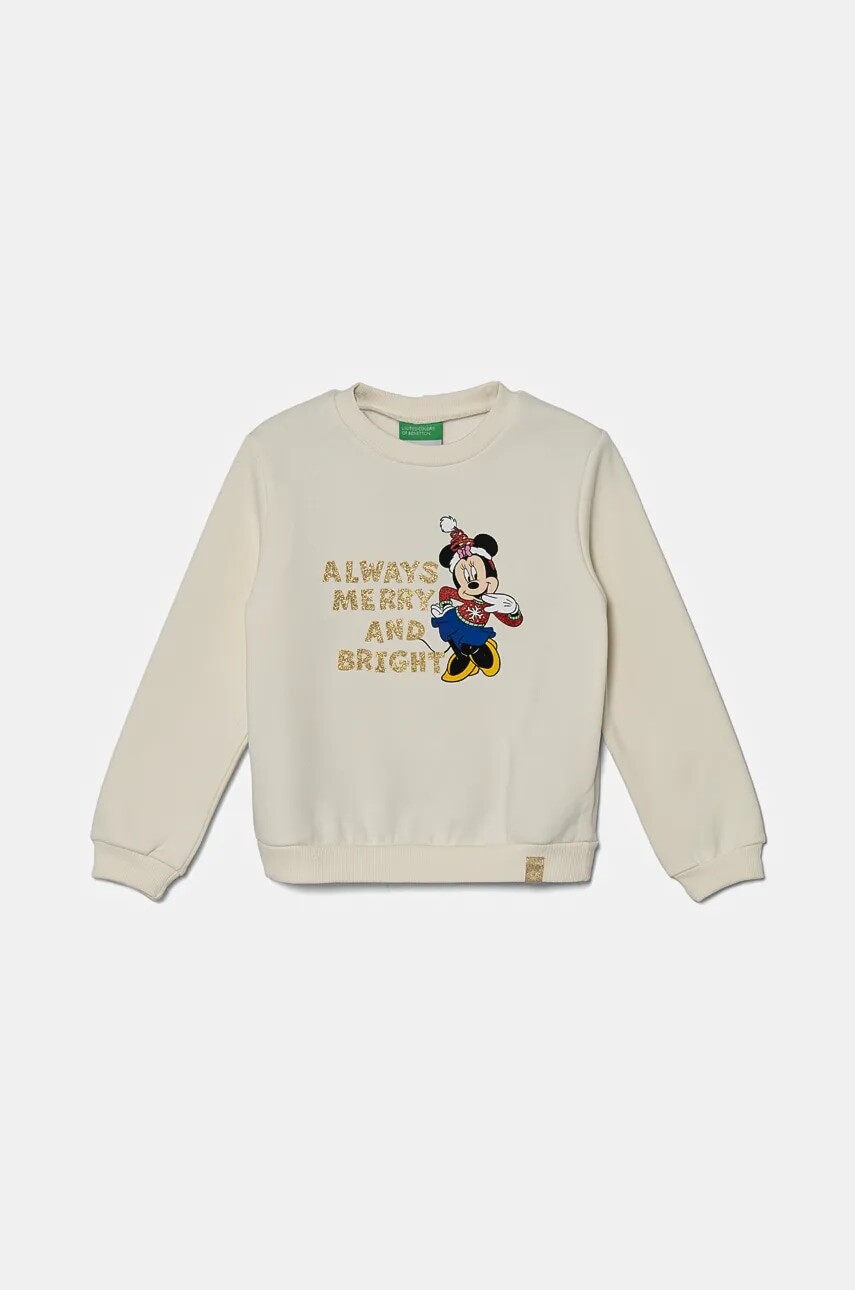 Detská mikina United Colors of Benetton x Disney béžová farba, s potlačou, 3J73G10GO