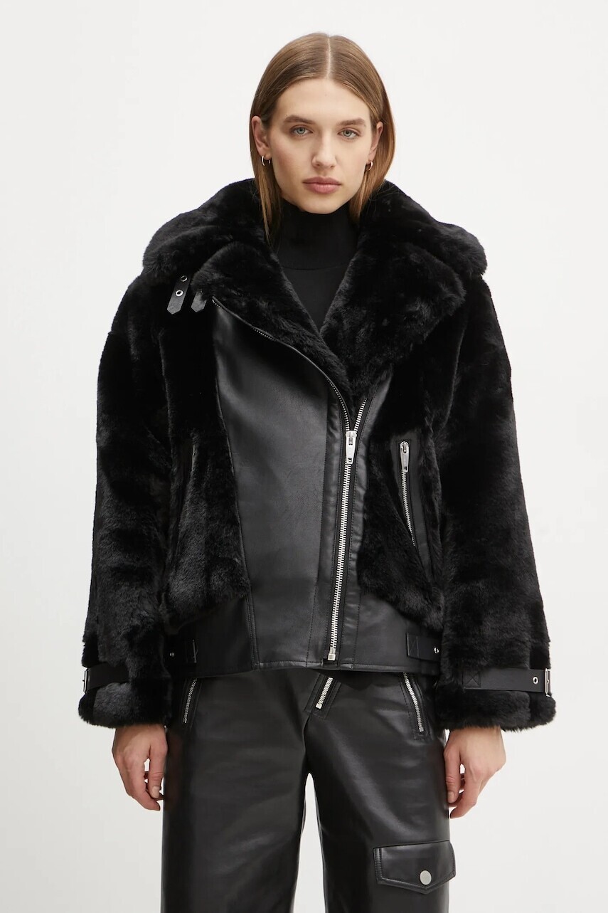 Bunda The Kooples dámska, čierna farba, prechodná, FFOU29002K