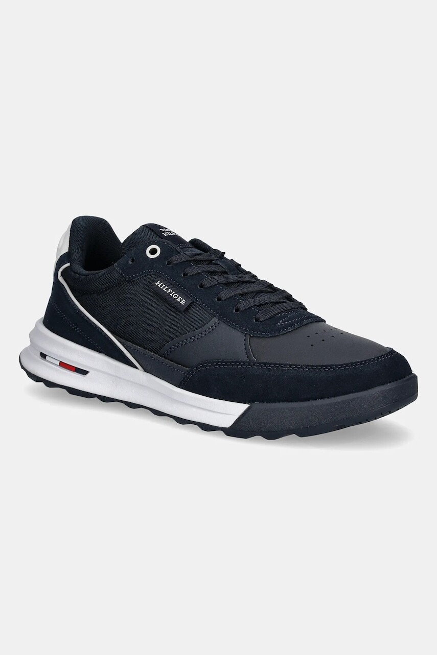 Kožené tenisky Tommy Hilfiger RETRO RUNNER MIX RWB tmavomodrá farba, FM0FM05371