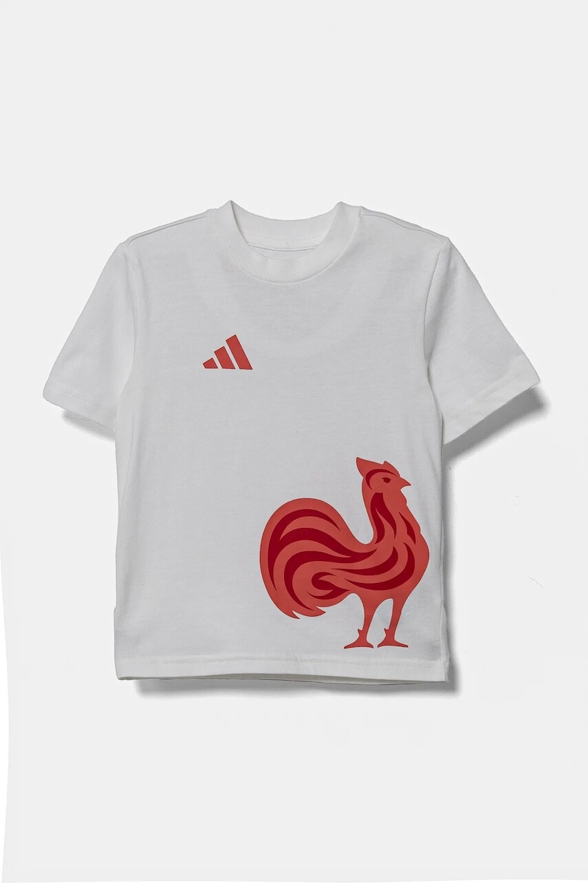 Detské bavlnené tričko adidas Performance biela farba, s potlačou, JN4155