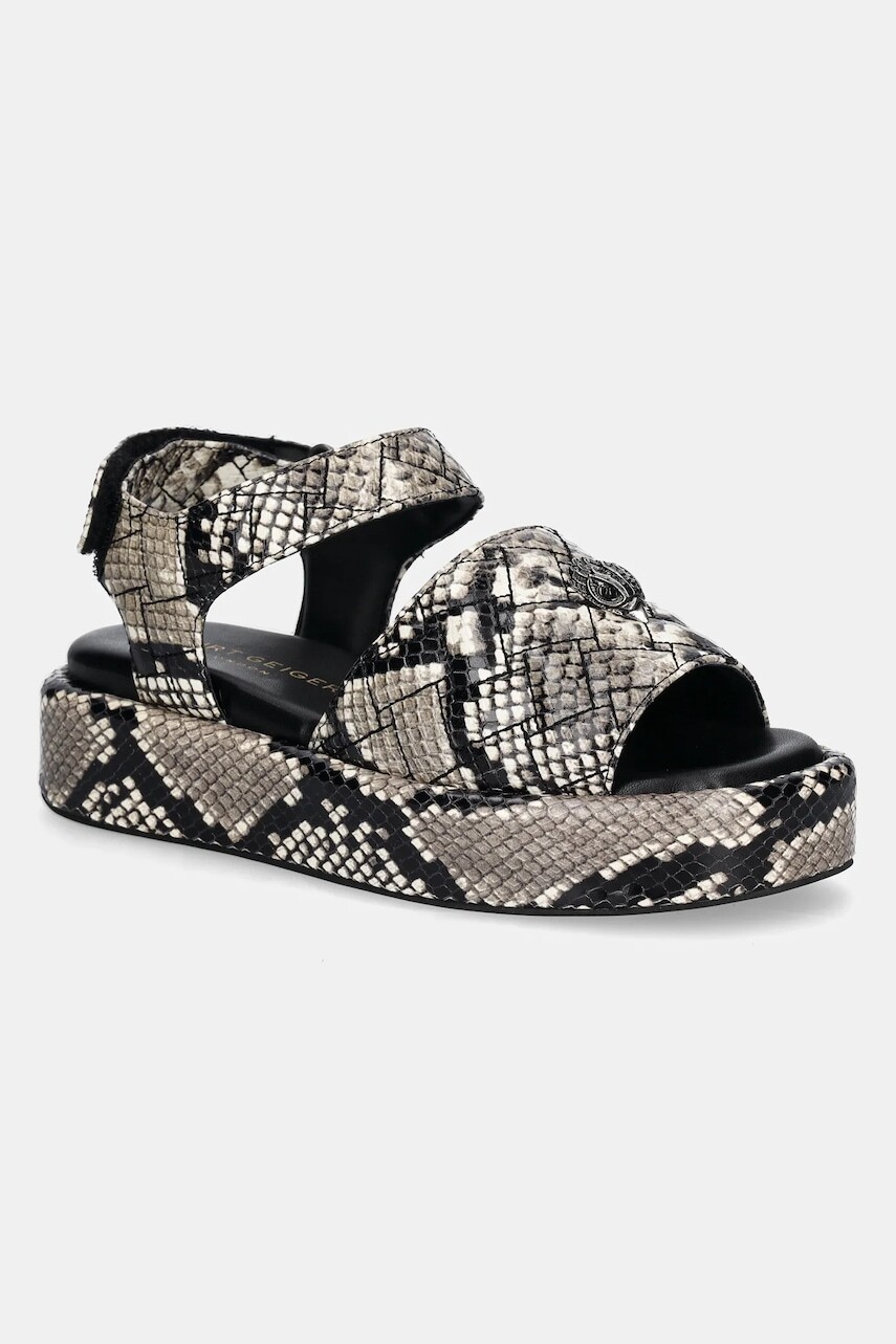 Kožené sandále Kurt Geiger London Onyx Flatform dámske, béžová farba, na platforme, 3940639719