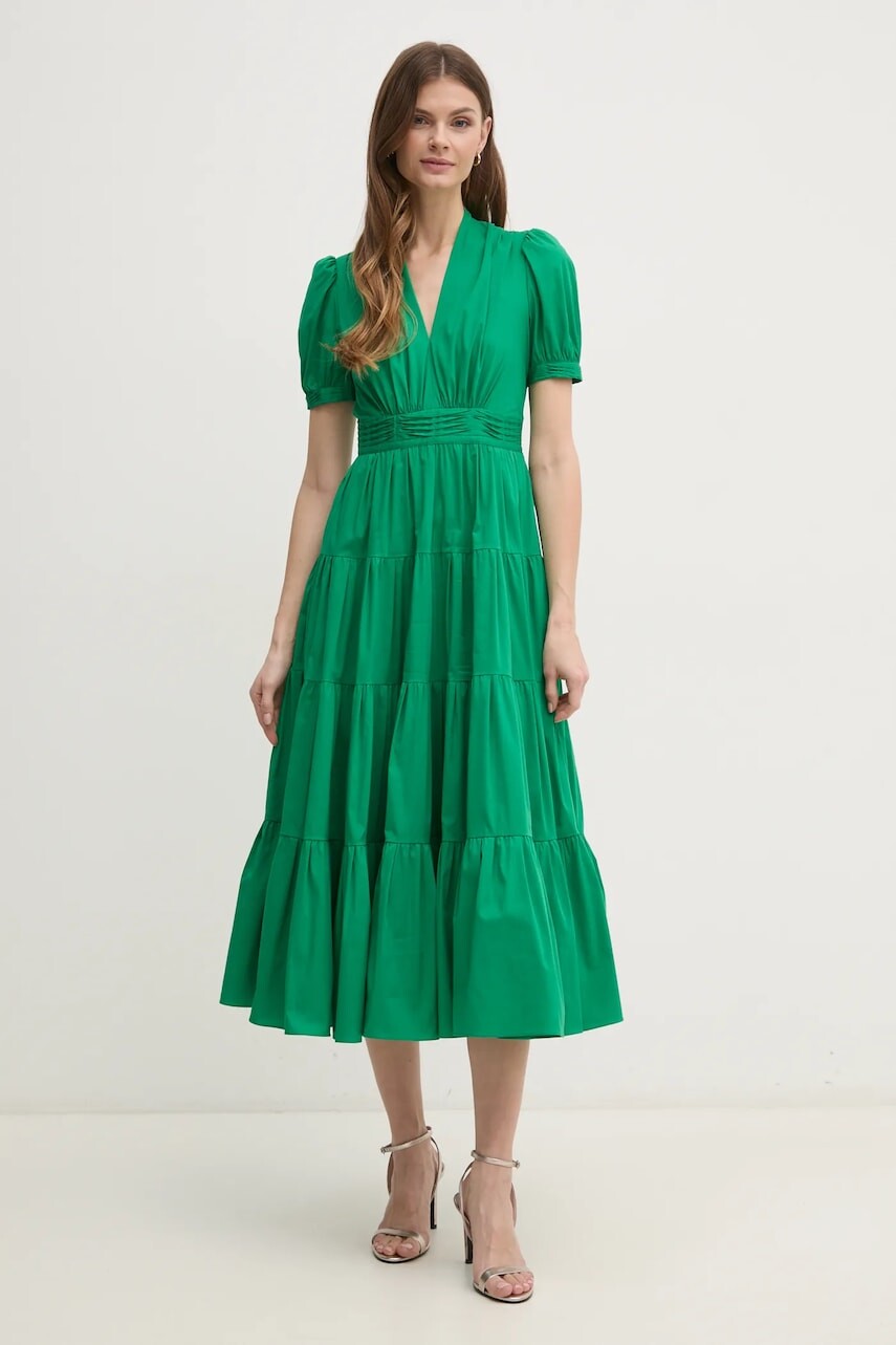 Šaty DIANE VON FURSTENBERG zelená farba, midi, áčkový strih, DVFDS4S035