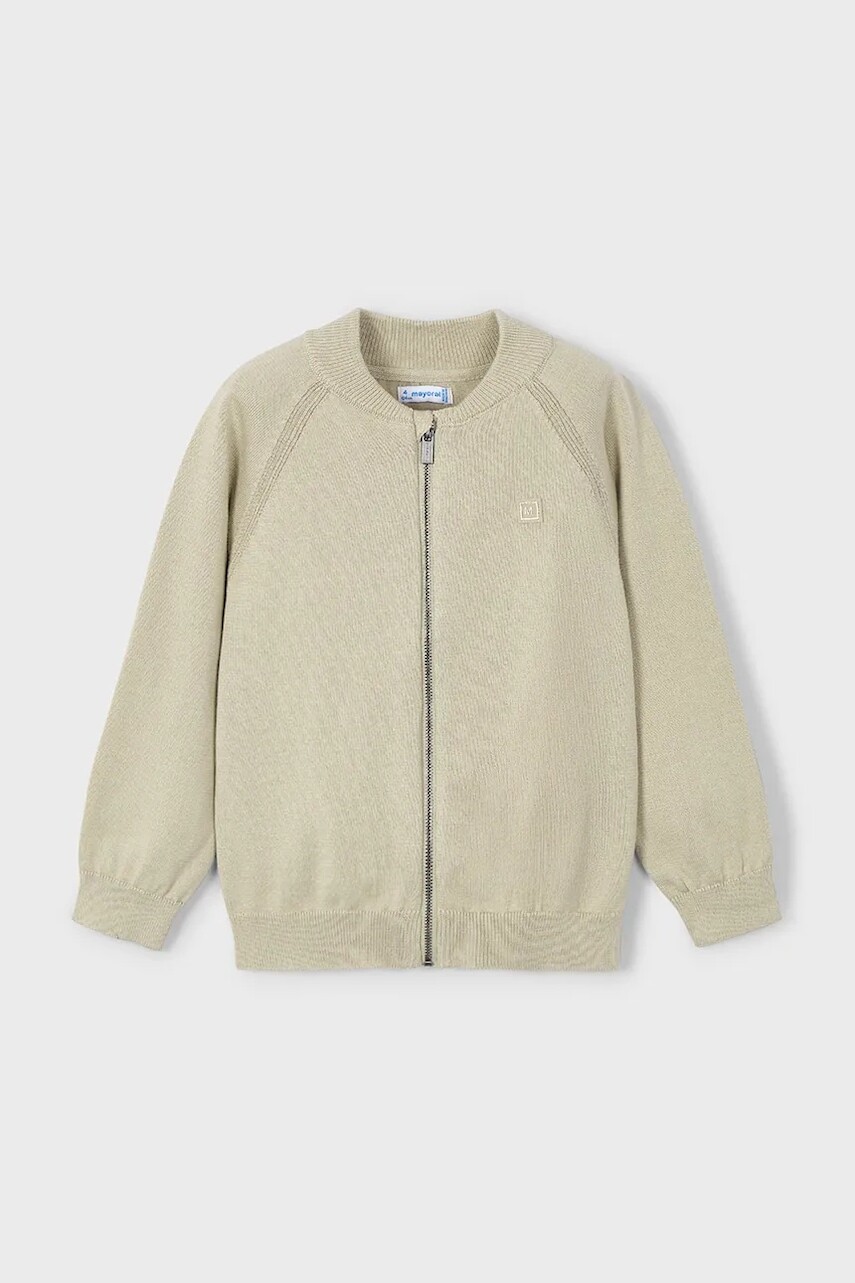 Detský bavlnený kardigan Mayoral zelená farba, 3373