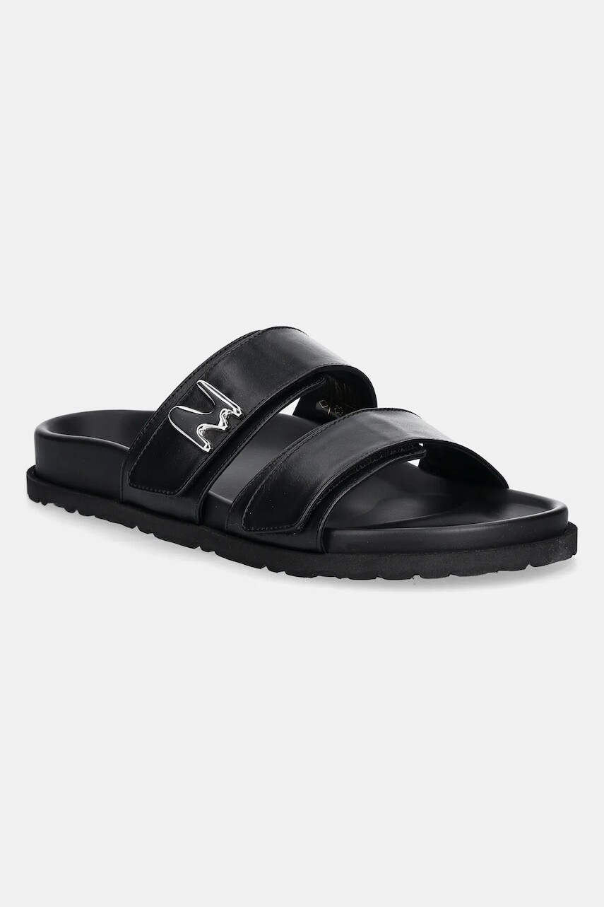 Kožené šľapky MSGM dámske, čierna farba, 3841MDS455