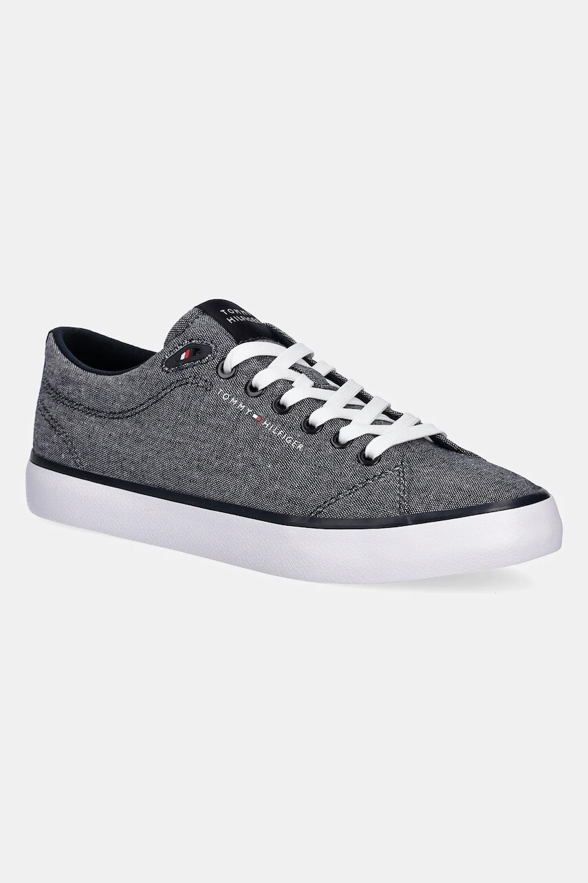 Tenisky Tommy Hilfiger TH HI VULC LOW CORE CHAMBRAY pánske, tmavomodrá farba, FM0FM05389