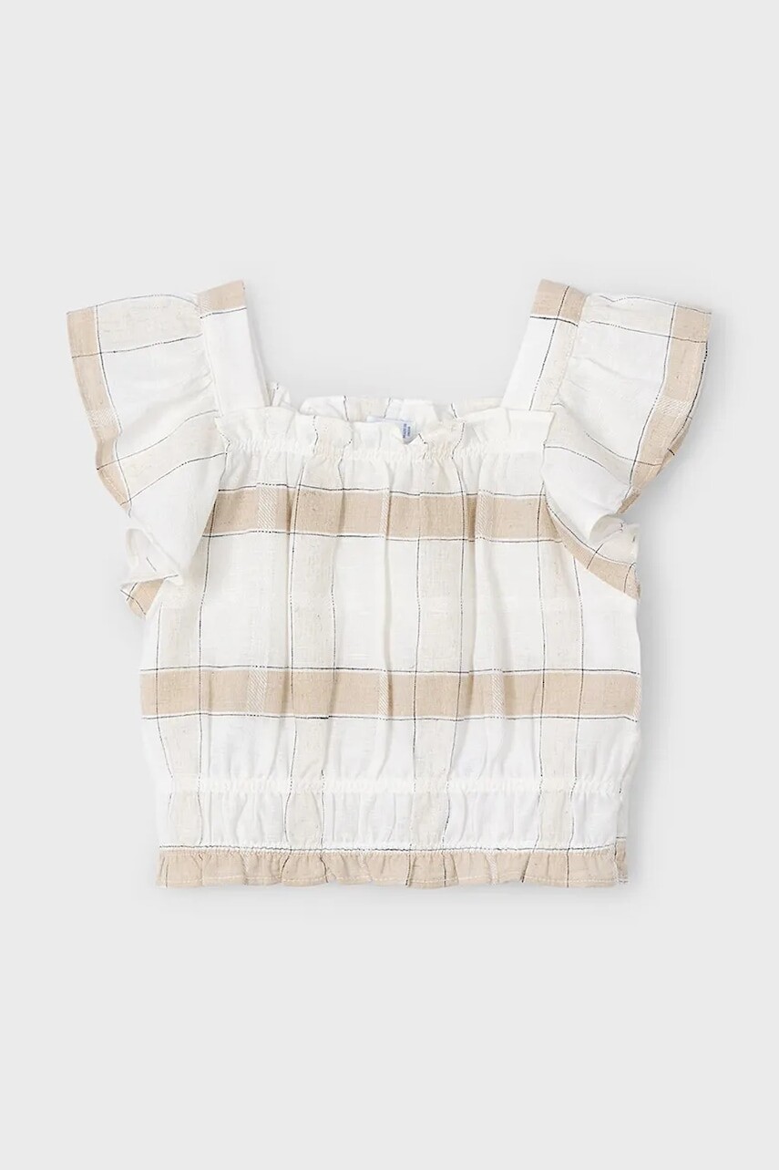 Detská ľanová blúzka Mayoral béžová farba, vzorovaná, 3183